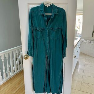 Cloth & Stone Teal Maxi Shirt Dress L